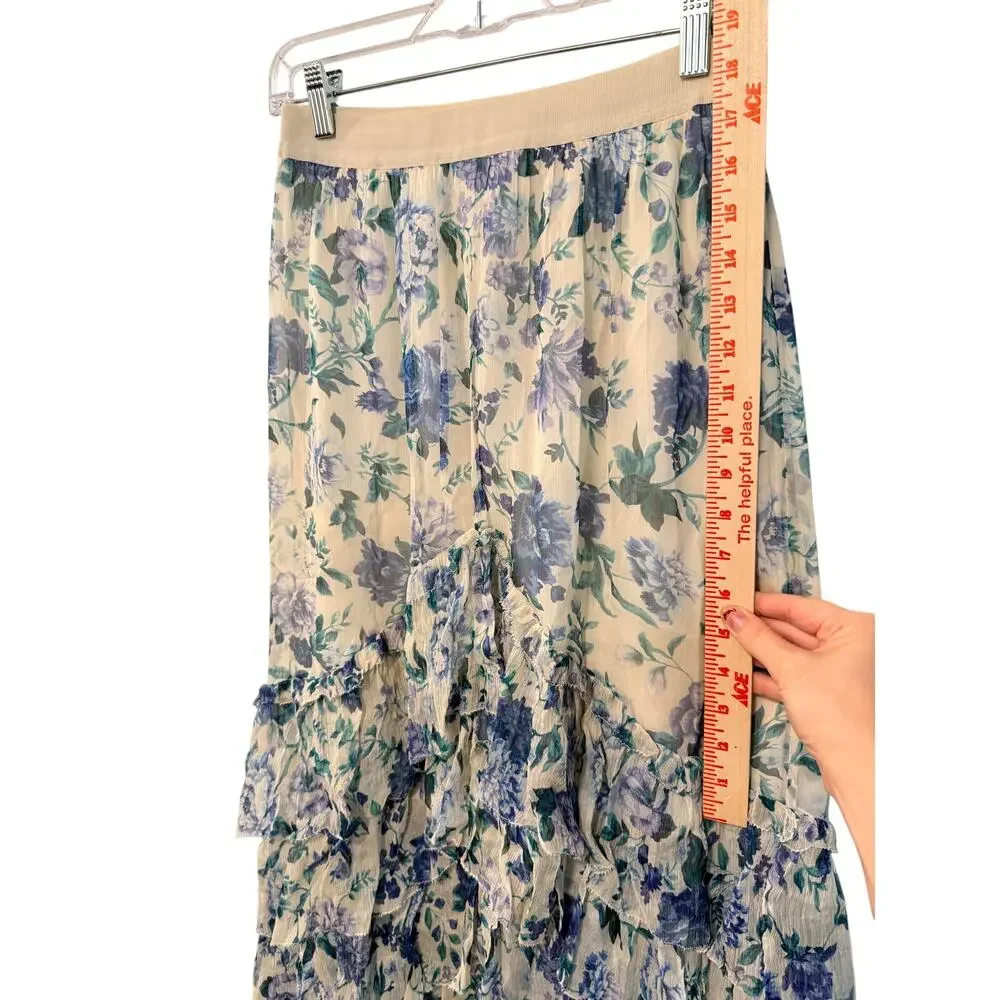 Zimmermann 0 /UK 8/US 4 Moncur Floral Silk chiffon Midi Skirt $995 Ruffle NWT - Picture 11 of 13